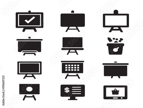 Modern office whiteboard silhouette for business meeting theme
