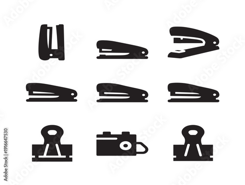 Professional desk stapler silhouette in minimalist workspace design