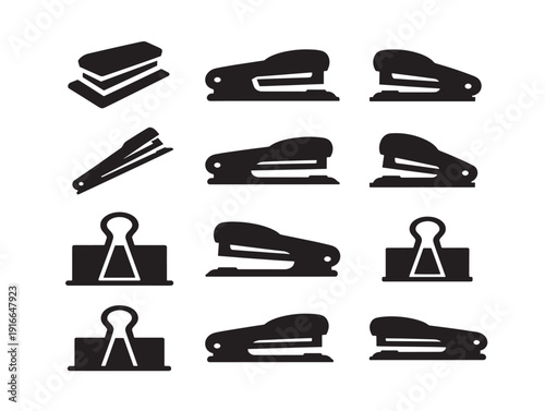 Practical stapler and clip silhouette with sleek office style