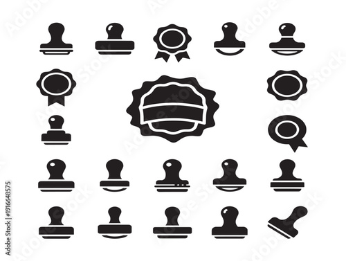 Official stamp seal silhouette with authoritative professional presence