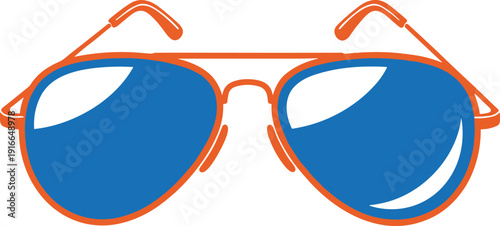 Orange framed sunglasses with blue lenses eyewear fashion