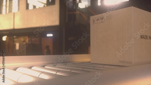 Cardboard Shipping Box With Made In UK Label in Warehouse