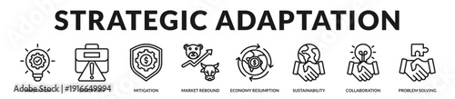 Strategic adaptation concept highlighting innovation driven recovery and sustainable competitive transformation. in Lineal Icon Style