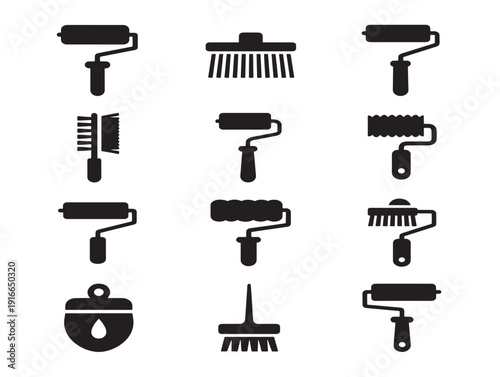 Modern paint roller silhouette in sleek renovation theme