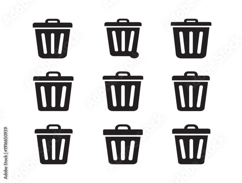 Simple trash bin silhouette promoting clean environment awareness