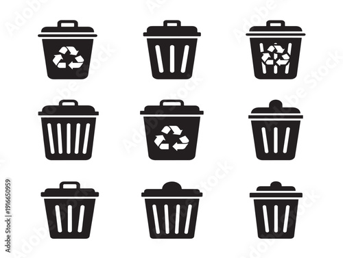 Green recycling container silhouette in responsible lifestyle concept