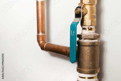 Obraz na plátně Shut-off valve or ball valve on copper pipes