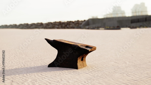 Εκτύπωση καμβά An old blacksmiths anvil sits alone on a pristine sandy beach