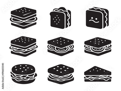 Delicious sandwich collection silhouette in elegant minimal outline