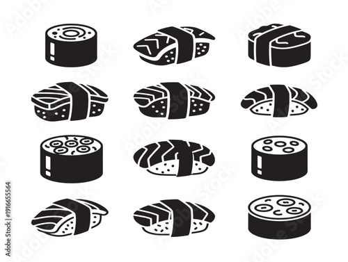 Creative sushi platter silhouette in clean minimal design