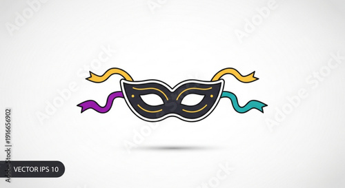 Mardi gras masquerade ball mask with colorful ribbons festive party decoration carnival celebration symbol