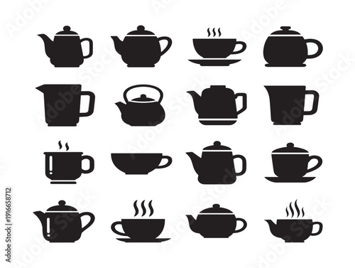 Classic teapot and cup silhouette with cozy tea time vibe