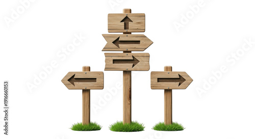 Wooden Signpost with Multiple Arrow Directions for Choices
