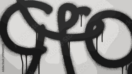 Street Art in Black: Spray Paint Graffiti on White Wall, Urban Culture Expression for Design Projects, Tag Style Graphic, Abstract Texture Backdrop, Vandalism Artwork for Creative, Artsy, Contemporary
