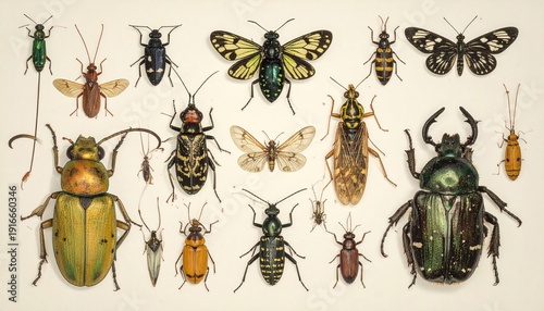 Vintage Insect Illustrations - A Diverse Collection of Beetles and Moths.