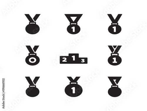 Victorious medal podium silhouette with championship glory theme