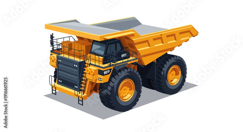 Heavy Dump Truck Isometric Illustration on White Background