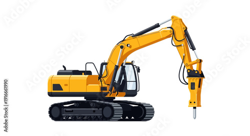 Wallpaper Mural Excavator with hydraulic breaker for demolition and construction Torontodigital.ca