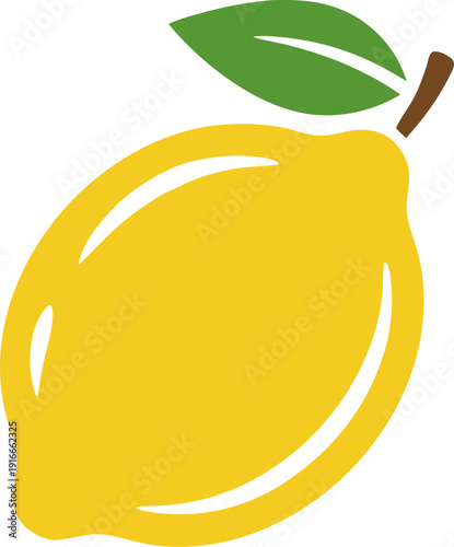 Illustration of a Lemon with Leaf