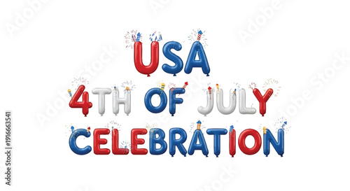 USA 4th of July Celebration typography text