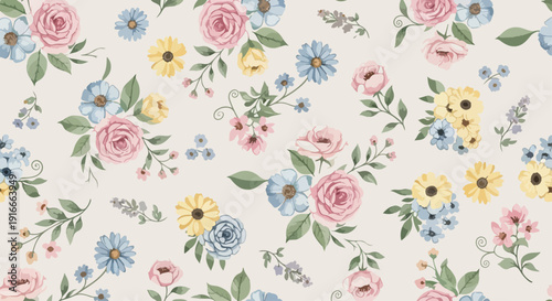 Radiant Spring Flower Pattern for Fabric Printing and DIY Craft Projects