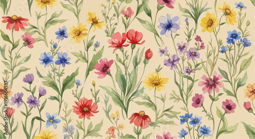 Fresh and Vibrant Floral Pattern for Textile and Craft Creations