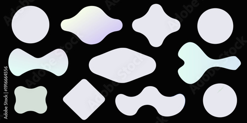 Abstract arrangement of pastel organic shapes on a dark background