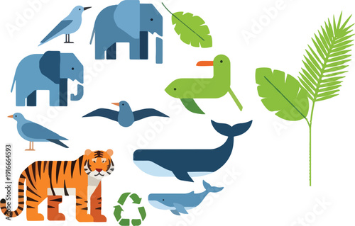 World Wildlife Day Poster Template with Animals and Leaves, Conservation Awareness Design