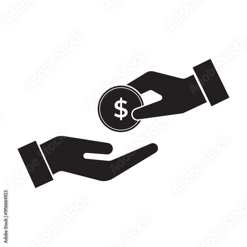 vector flat icon of hand giving money coin