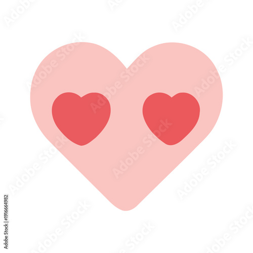 A soft pink heart shape with two smaller red heart shapes inside, symbolizing love and affection in a simple and clean graphic design