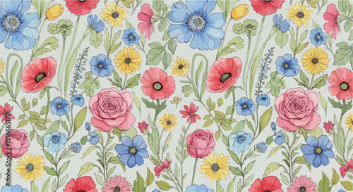 Fresh Garden Floral Seamless Pattern for Textile and DIY Projects
