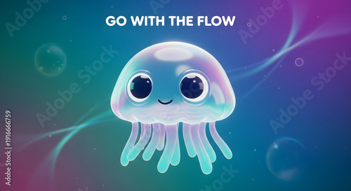 Cosmic Jellyfish Buddy Dreamy 3D Render