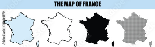 France Map Vector Variations Outline Silhouette Dotted Geometric Country Outline