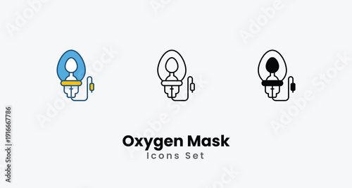 Oxygen Mask icons vector set stock illustration