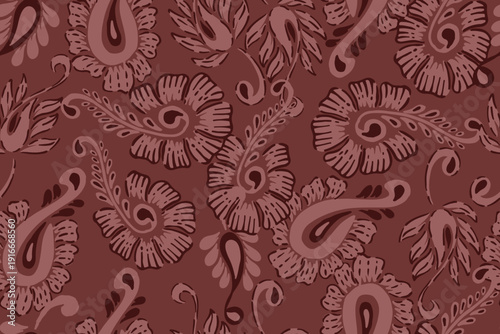 Seamless paisley embroidered floral motif pattern in vector, for design, fabric, wrapping, digital motif, background, wallpaper, print, clothing, etc.