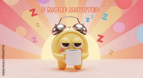 Overworked Alarm Clock 3D Morning Struggle Wallpaper