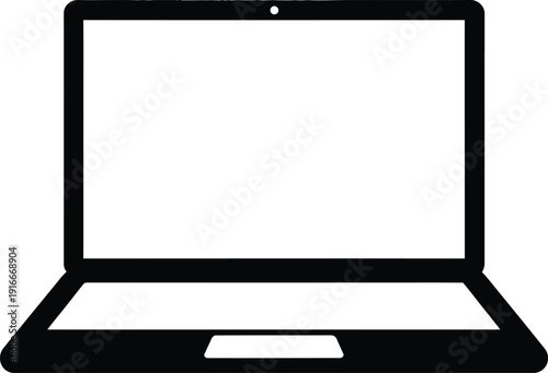 Laptop icon, open lid view, flat vector