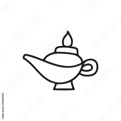 Magic oil lamp icon doodle hand drawn style
