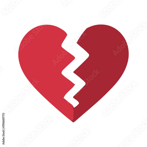 Compelling graphic representation of a fractured red heart, visually symbolizing the profound emotional distress, sorrow, and ultimate breakdown of a relationship