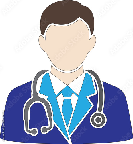 professional male doctor avatar icon with stethoscope medical healthcare worker vector illustration
