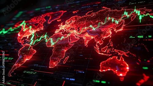 Global financial data on digital map