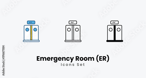 Emergency Room (ER) icons vector set stock illustration