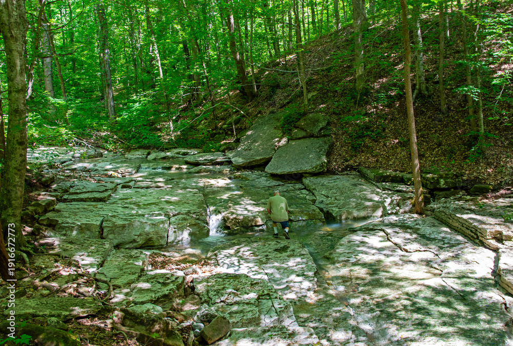 Naklejka premium Camouflaged man by cascade