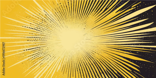 Yellow sunburst abstract background with radiant rays