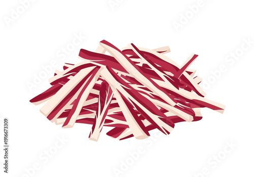 Pile of Shredded Radicchio Chicory Vegetable.