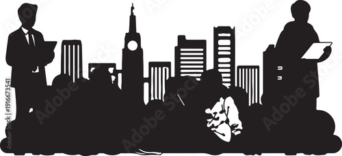 Plumbing, Construction, Silhouette, Workers, Pipes, Fittings, Wrench, Tools, Repair, Installation, Alignment,