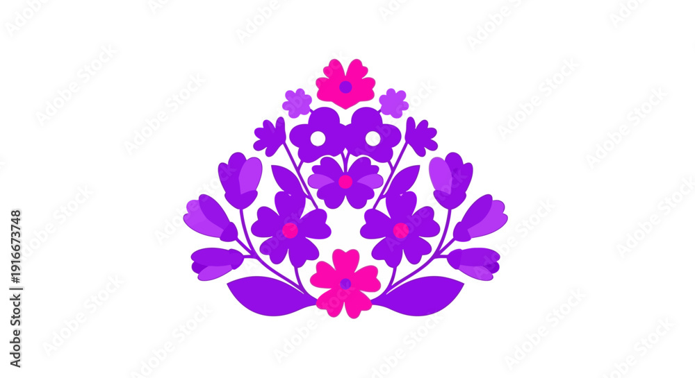 Naklejka premium Vibrant Floral Arrangement with Purple and Pink Hues.