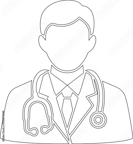 doctor avatar line icon with stethoscope medical healthcare professional worker vector illustration