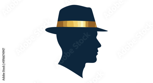 Silhouette of a Man Wearing a Fedora Hat.