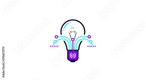 Digital Idea Light Bulb Symbol Technology Innovation Concept.